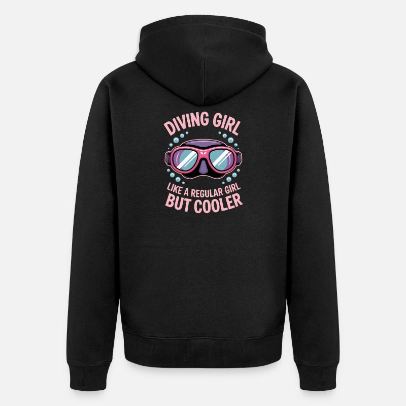 Tauchen Spruch Mädchen Lustiges Tauchen Geschenk - Unisex Premium Bio Zip Hoodie - Schwarz