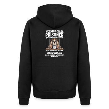 Monday Trapped Work Funny Work Outfit - Unisex Premium Organic Zip Hoodie - black - Back - Nico (187cm)