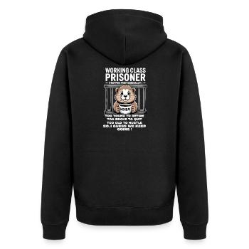 Monday Trapped Work Funny Work Outfit - Unisex Premium Organic Zip Hoodie - black - Back - Nico (187cm)