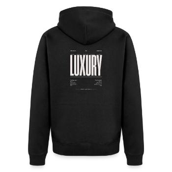 Typographie majuscule de luxe - Veste à capuche bio Premium Unisexe - noir - Dos - Nico (187cm)