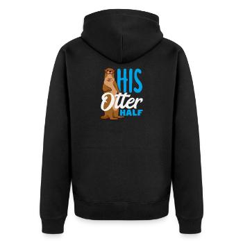 Sea Otter Cartoon His Otter Half - Unisex Premium Organic Zip Hoodie - black - Back - Nico (187cm)