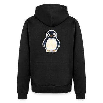 Pinguin - Unisex Premium Bio Zip Hoodie - Schwarz - Hinten - Nico (187cm)