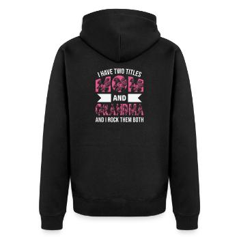 Mama & Oma Lustiger Spruch Oma Muttertag - Unisex Premium Bio Zip Hoodie - Schwarz - Hinten - Nico (187cm)