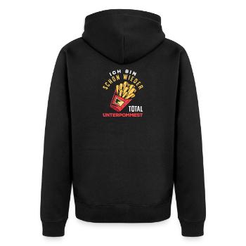 Totally underpommest again – French fries joke - Unisex Premium Organic Zip Hoodie - black - Back - Nico (187cm)