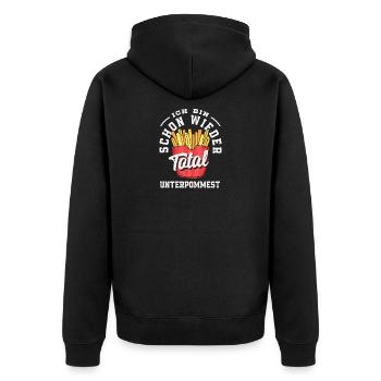 Totally underpommest again – French fries joke - Unisex Premium Organic Zip Hoodie - black - Back - Nico (187cm)