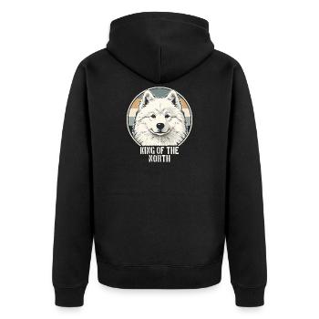Samoyed King of the North Retro - Unisex Premium Organic Zip Hoodie - black - Back - Nico (187cm)
