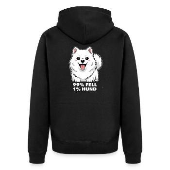 Samojede 99% Fell 1% Hund Lustiger Spruch - Unisex Premium Bio Zip Hoodie - Schwarz - Hinten - Nico (187cm)