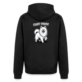 Samoyed Fluff Power Smile Fluffy Dog - Unisex Premium Organic Zip Hoodie - black - Back - Nico (187cm)