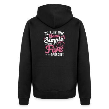 Rugby Humor Gift Women Rugby 5-a-side - Unisex Premium Organic Zip Hoodie - black - Back - Nico (187cm)