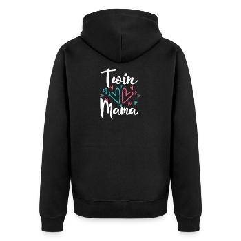 Maman jumelle Grossesse Maman de jumeaux - Veste à capuche bio Premium Unisexe - noir - Dos - Nico (187cm)