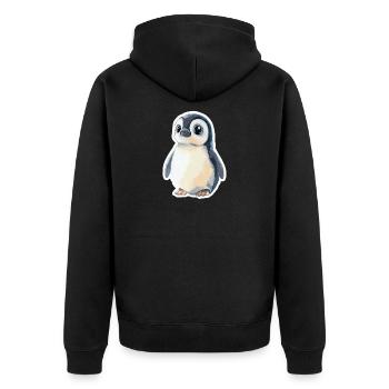 Pinguin - Unisex Premium Bio Zip Hoodie - Schwarz - Hinten - Nico (187cm)