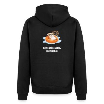 Hamster in Pool Chill - Unisex Premium Organic Zip Hoodie - black - Back - Nico (187cm)