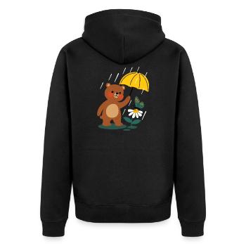 Bear with umbrella - Unisex Premium Organic Zip Hoodie - black - Back - Nico (187cm)