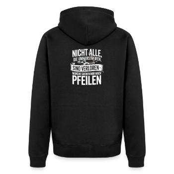 Archery design for archers and courses - Unisex Premium Organic Zip Hoodie - black - Back - Nico (187cm)