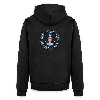 Mer, vent et soleil – Ancre maritime Cœur - Veste à capuche bio Premium Unisexe - noir - Dos - Nico (187cm)