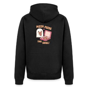Une pizza fantôme mignonne nourrit l’âme drôle - Veste à capuche bio Premium Unisexe - noir - Dos - Nico (187cm)