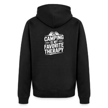 Le camping est ma thérapie préférée - Veste à capuche bio Premium Unisexe - noir - Dos - Nico (187cm)