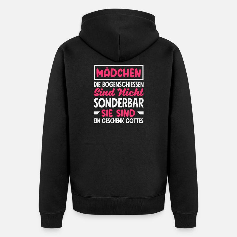 Bogenschießen Bogenschütze Geschenk - Unisex Premium Bio Zip Hoodie - Schwarz