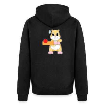 Hamster Cricket Cricket Bat - Unisex Premium Organic Zip Hoodie - black - Back - Nico (187cm)