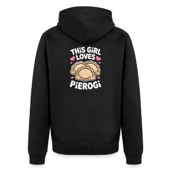 Pierogi Spruch Polnisch Lustiges Pierogi Geschenk - Unisex Premium Bio Zip Hoodie - Schwarz - Hinten - Nico (187cm)