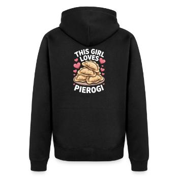 Pierogi Spruch Polnisch Lustiges Pierogi Geschenk - Unisex Premium Bio Zip Hoodie - Schwarz - Hinten - Nico (187cm)