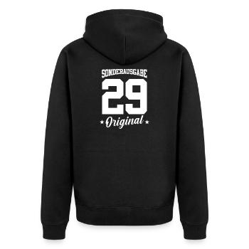 29 Geburtstag - Unisex Premium Bio Zip Hoodie - Schwarz - Hinten - Nico (187cm)