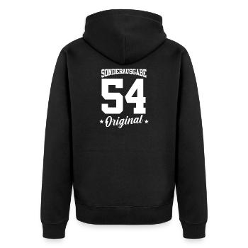 54 Birthday - Unisex Premium Organic Zip Hoodie - black - Back - Nico (187cm)