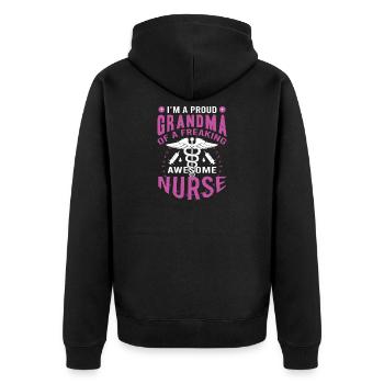 Stolze Krankenschwester Oma - Unisex Premium Bio Zip Hoodie - Schwarz - Hinten - Nico (187cm)
