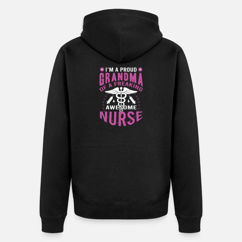 Fière mamie infirmière - Veste à capuche bio Premium Unisexe - noir