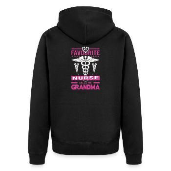 Stolze Krankenschwester Oma Geschenke - Unisex Premium Bio Zip Hoodie - Schwarz - Hinten - Nico (187cm)