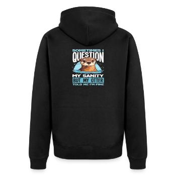 Frage Meine Vernunft Seeotter Cartoon - Unisex Premium Bio Zip Hoodie - Schwarz - Hinten - Nico (187cm)