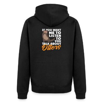 Conversation about otter sea otter cartoon - Unisex Premium Organic Zip Hoodie - black - Back - Nico (187cm)