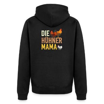 Die Hühner Mama Muttertag Mutterschaft Mama - Unisex Premium Bio Zip Hoodie - Schwarz - Hinten - Nico (187cm)