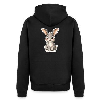 Hase - Unisex Premium Bio Zip Hoodie - Schwarz - Hinten - Nico (187cm)