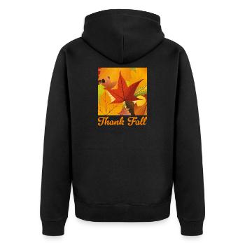 Thank Fall - Unisex Premium Organic Zip Hoodie - black - Back - Nico (187cm)