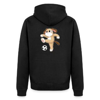 Dog Soccer Player Soccer - Unisex Premium Organic Zip Hoodie - black - Back - Nico (187cm)
