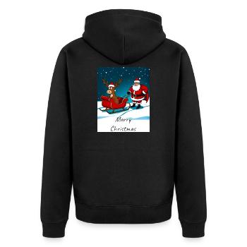 Christmas Sleigh Reindeer Santa Claus - Unisex Premium Organic Zip Hoodie - black - Back - Nico (187cm)