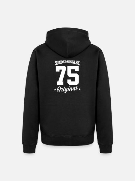 75 Birthday - Unisex Premium Organic Zip Hoodie - black