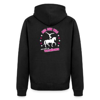 Out of the Way Here Comes a Volti Girl Vaulter - Unisex Premium Organic Zip Hoodie - black - Back - Nico (187cm)