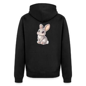 Hase - Unisex Premium Bio Zip Hoodie - Schwarz - Hinten - Nico (187cm)
