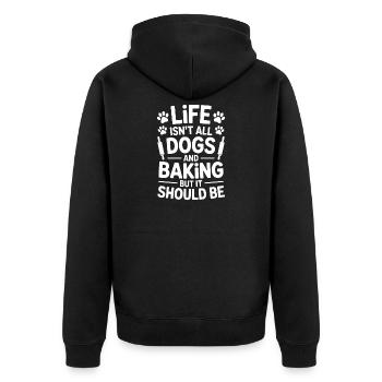 Backen Spruch Hunde Lustiges Backen Geschenk - Unisex Premium Bio Zip Hoodie - Schwarz - Hinten - Nico (187cm)