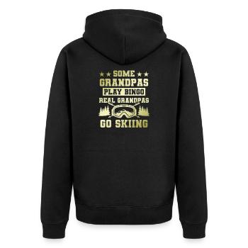 Grandfather ski saying - Unisex Premium Organic Zip Hoodie - black - Back - Nico (187cm)