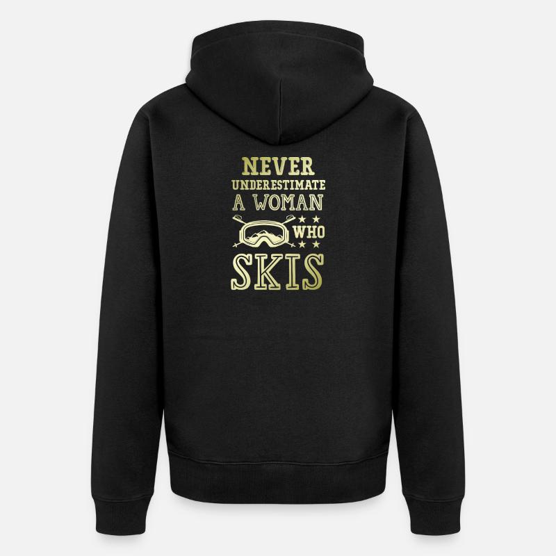 Ne sous-estimez pas une skieuse - Veste à capuche bio Premium Unisexe - noir