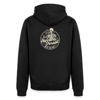 The Horrors Persist But So Do I Coffee - Unisex Premium Organic Zip Hoodie - black - Back - Nico (187cm)