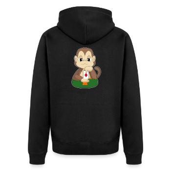 Monkey Poker Poker Card Game - Unisex Premium Organic Zip Hoodie - black - Back - Nico (187cm)
