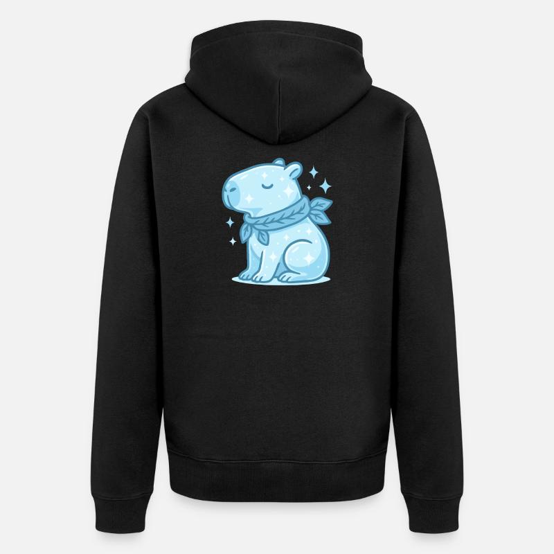 ✨ Capybara d’hiver – Doux motif de Noël - Veste à capuche bio Premium Unisexe - noir