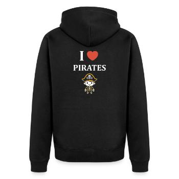 I love Pirates - Unisex Premium Organic Zip Hoodie - black - Back - Nico (187cm)