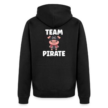 Pig Pirate Kawaii Team - Unisex Premium Organic Zip Hoodie - black - Back - Nico (187cm)
