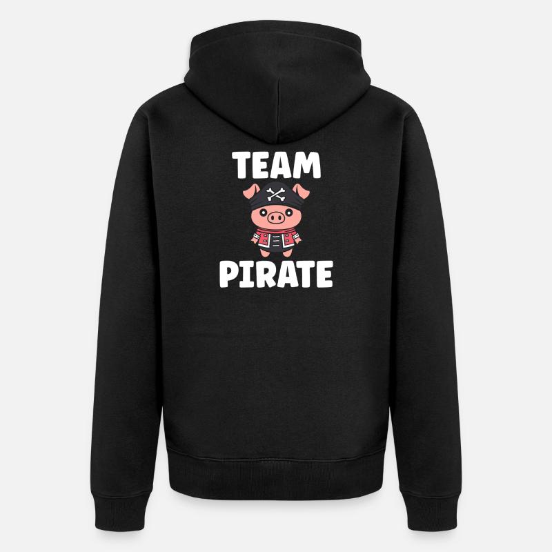 Cochon Pirate Kawaii Équipe - Veste à capuche bio Premium Unisexe - noir