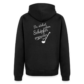 You are facing the Creator - Unisex Premium Organic Zip Hoodie - black - Back - Nico (187cm)